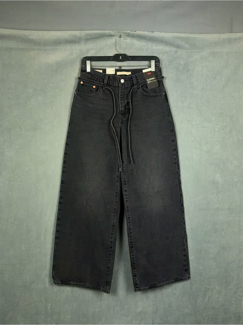 Levis XL Baggy Straight Jeans Womens Size 26x31 Black Wash Wide Leg NWT